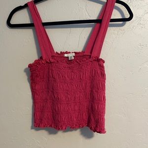 American Eagle cropped smocked tank top in red
